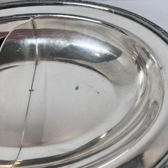 Silver plated Vegetable Serving Platter With Divider and Lid 10” Wilcox - Picture 3 of 16